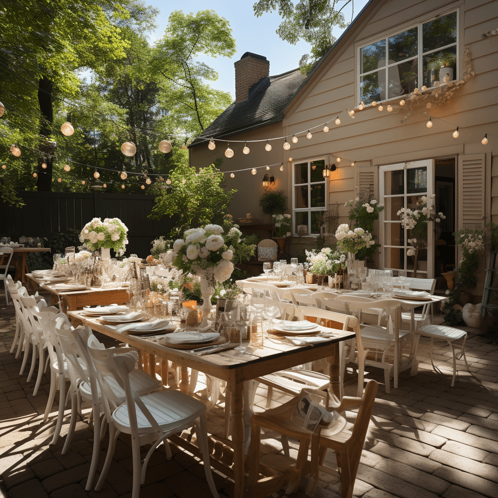 A party taking place on a back deck